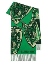 Burberry - Charging Knight Wool Cashmere Scarf - Lyst