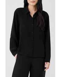 Eileen Fisher - Easy Classic Collar Silk Button-up Shirt - Lyst