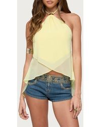 Edikted - Split Open Back Chiffon Halter Top - Lyst