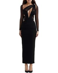 House Of Cb - Zahra Asymmetric Cutout Long Sleeve Cocktail Dress - Lyst