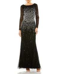 Mac Duggal - High Neck Sequin Embellished Long Sleeve A Line Gown - Lyst