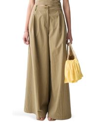 DELUC - Louna Pleated Cotton Blend Wide Leg Pants - Lyst