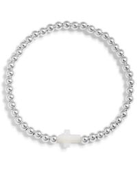 Nashelle - Cross Charm Bead Stretch Bracelet - Lyst