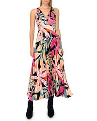 MELLODAY - Leaf Print Pleated Cutout Maxi Dress - Lyst