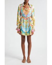 Camilla - Crochet Collar Long Sleeve Silk Shirtdress At Nordstrom - Lyst