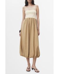 Mango - Mixed Media Bubble Hem Midi Dress - Lyst