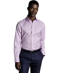 Charles Tyrwhitt - Wide Stripe Non-iron Twill Cutaway Slim Fit Shirt Single Cuff - Lyst