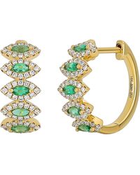 Bony Levy - El Mar Station Emerald & Diamond Hoop Earrings - Lyst