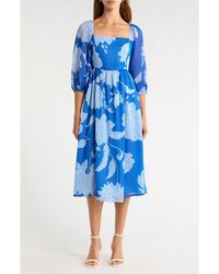 Sugarlips - Seabloom Floral Amaretto Puff Shoulder Dress - Lyst