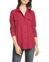 Equipment Slim Signature Silk Shirt - Red