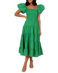 Petal & Pup - Annette Puff Sleeve Midi A-Line Dress - Lyst