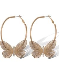 Jessica Simpson - Butterfly Hoop Earrings With Clear Crystal - Lyst