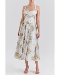 House Of Cb - Minerva Floral Print Chiffon Midi Sundress - Lyst
