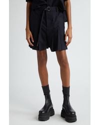 Sacai - Pinstripe Belted Pleated Shorts - Lyst
