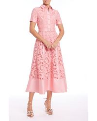 Badgley Mischka - Short Sleeve A-Line Shirt Dress - Lyst