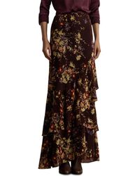 Ralph Lauren - Tiered Floral Velvet Burnout Maxi Skirt - Lyst