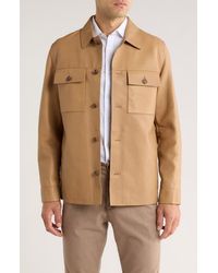 BOSS - Malid Leather Button-Up Shirt Jacket - Lyst