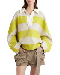 Dries Van Noten - Block Stripe Oversize Cotton & Linen Blend Rugby Shirt - Lyst