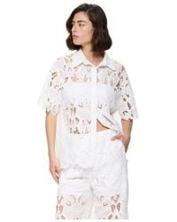 Gottex - Guipure Lace Short Sleeve Button Down Shirt Cover-Up - Lyst