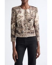 L'Agence - Lian Collarless Crop Cotton Blend Jacket - Lyst