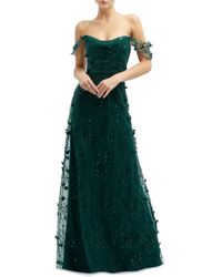 Dessy Collection - 3d Embroidered Off The Shoulder Gown - Lyst