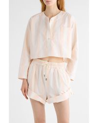 Chloé - Soft Stripe Organic Cotton Crop Shirt - Lyst