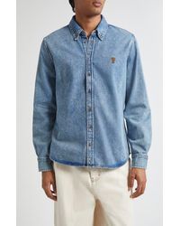 Ami Paris - Ami De Coeur Embroidered Cotton Denim Button-Down Shirt - Lyst