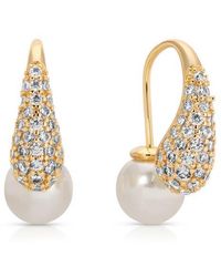 Ettika - Pavé Teardrop & Freshwater Pearl Front Back Earrings - Lyst