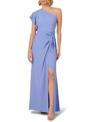 Adrianna Papell - Side Tie One-shoulder Gown - Lyst