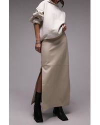 TOPSHOP - Faux Leather Maxi Skirt - Lyst