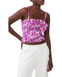 French Connection - Aria Faris Print Ruched Ruffle Crop Camisole - Lyst