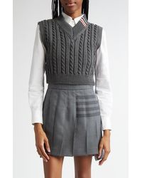 Thom Browne - Cable Knit Virgin Wool Sweater Vest - Lyst