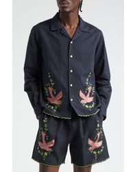 Bode - Rosefinch Linen Long Sleeve Button-up Shirt - Lyst