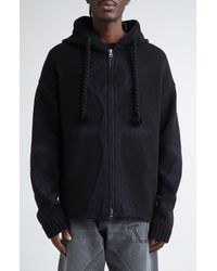 JW Anderson - Anchor Intarsia Hooded Merino Wool Zip Sweater - Lyst