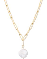 Brook and York - Olive Mother-of-pearl Pendant Paper Clip Chain Necklace - Lyst