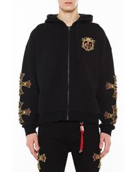 Cult Of Individuality - Family Crest Zip-Front Cotton Hoodie - Lyst