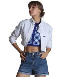 Members Only - Mini Cropped Racer Jacket - Lyst