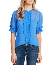 cece ruffle collar short sleeve blouse