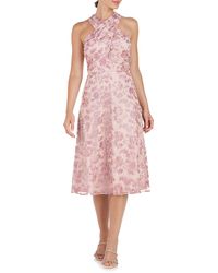 JS Collections - Amy Sequin Floral Halter Neck Cocktail Midi Dress - Lyst