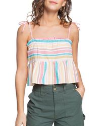 Roxy - Stripe Cotton & Linen Blend Camisole - Lyst