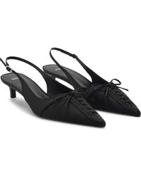 Mango - Bow Pointed Toe Kitten Heel Slingback Pump - Lyst
