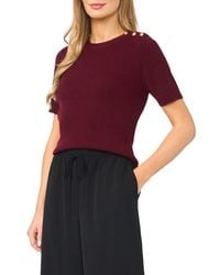 Halogen® - Button Shoulder Rib Short Sleeve Sweater - Lyst