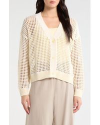 Splendid - Camellia Openwork V-Neck Cotton Blend Cardigan - Lyst