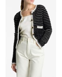 St. John - Stripe Eyelash Chenille Sweater Jacket - Lyst