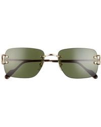 Cartier - 59Mm Rimless Rectangular Sunglasses - Lyst