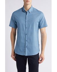 Stone Rose - Sun Hex Trim Fit Short Sleeve Stretch Button-up Shirt - Lyst