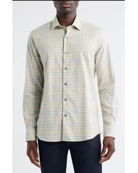 Scott Barber - Weekend Regular Fit Heathered Plaid Cotton Button-Up Shirt - Lyst