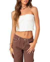 Edikted - Ruffle Trim Crop Tube Top - Lyst