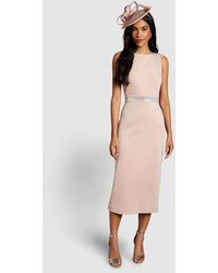 Coast - Embellished Waist Ponte Midi Dress - Lyst
