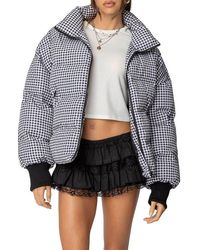 Edikted - Gingham Oversize Quilted Puffer Jacket - Lyst
